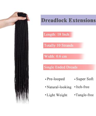 Leeven 18 Inch Dreadlock Extension - 10 Strands Synthetic Reggae Dreads in Black /1B - Buy Online on SooperMarket.com