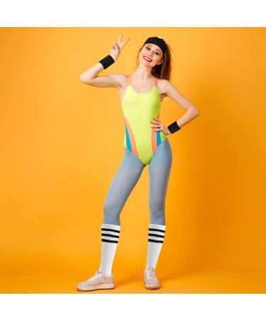 ONUPGO 5-Piece Striped Sports Sweatband & Socks Set for Men Women - Ideal for 80s Costumes & Theme Parties - Buy Online on SooperMarket.com