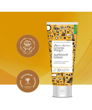 Blossam Kochhar Aroma Magic Sun Block Lotion SPF 30 PA ++ Broad Spectrum UVA / UVB protects and mattifies - 100 Gram - Buy Online on SooperMarket.com