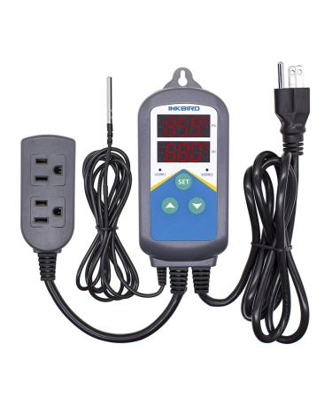 Inkbird ITC-306T Pre-Wired Electronic Heating Thermostat Temperature Controller and 24 Hours Digital Day & Night Cycle Timer Controller for Seed Germination Reptiles Hatching