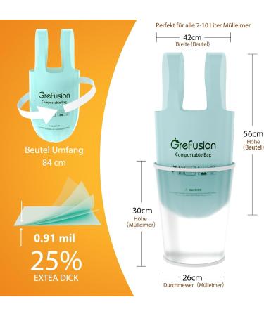 GreFusion Extra Strong 10L Organic Waste Bags with Handle | 80 Compostable Garbage Bags for Eco-Friendly Disposal - Buy Online on SooperMarket.com