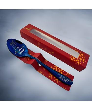 Premium Hot Chocolate Spoon with Christmas 2023 Gift Box - 15cm Size - Available in Silver Gold Rose Gold Black Blue Rainbow and Purple - Holiday xnas Gift - Buy Online on SooperMarket.com