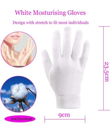 100% Cotton Gloves for Eczema - 3 Pairs White Moisturizing Gloves | Premium Quality for Dry, Sensitive Skin | Overnight Bedtime Therapy - Buy Online on SooperMarket.com