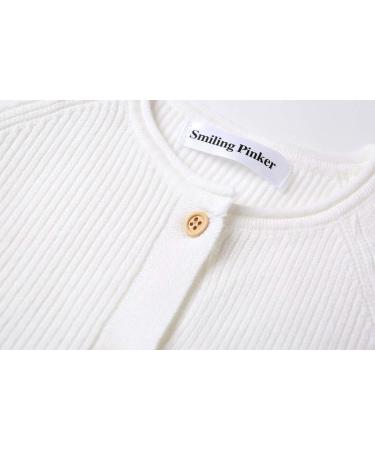 SMILING PINKER Toddler Girls Knit Cardigan | Soft & Warm Sweater with Pockets | 12-24 Months, White - Buy Online on SooperMarket.com