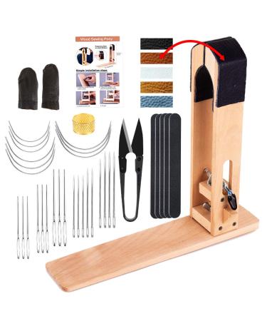 Leather Pony - Table Desktop Pony Horse Clamp with Large Eye Sewing Needles and Nail Files for DIY Leather Hand Stitching