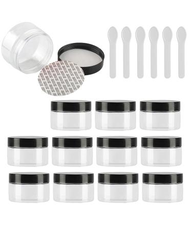 Tianzd 12 pieces small 100 ml transparent plastic empty cream can with black lid 100 g empty socket screw box sheet metal cans cosmetic containers 6 pieces spatula transparent 100ml