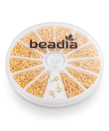BEADIA Gold Plated Small Screw Eye Pins 4mmx8mm for Jewelry Making Handmade DIY (600pcs)