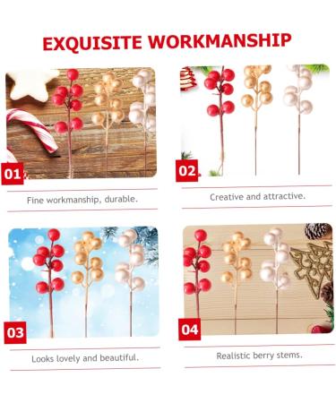 ABOOFAN 60 Pcs Christmas Fruit Christmas Decorations Christmas Holly Berries Christmas Berry Stems Winter Light House Decorations for Home Christmas Tree Fake Berry Foam Red Fruit Wreath Redx3pcs 17x3cmx3pcs - Buy Online on SooperMarket.com