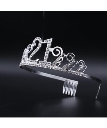 Frcolor 21th Birthday Crystal Tiara Crowns Headband with Hair Combs - Buy Online on SooperMarket.com