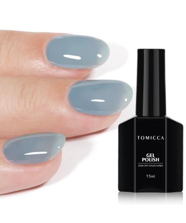TOMICCA Grey Blue Jelly Gel Nail Polish - Sheer Nude Gel Polish Natural Teal Color Nail Polish Gel Quick Dry Translucent Neutral Soak Off U V Gel Nails for Nail Art DIY at Home Jelly-Blue