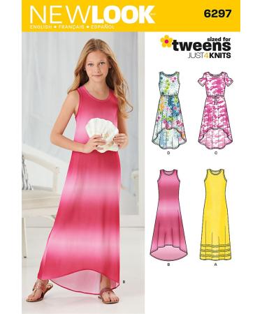 Simplicity Creative Patterns New Look 6297 Girls' Knit Dress, A (8-10-12-14-16)