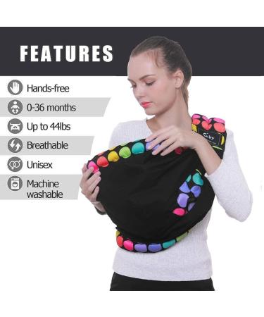 CUBY Baby Carrier Sling | Natural Cotton Adjustable Wrap for Newborn Comfort | Nursing Infant Toddler Carrier | Black Polka Dot - Buy Online on SooperMarket.com