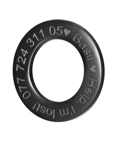 LYL dog tag made of stainless steel with deep engraving on the front and back ring shape (black S) black S