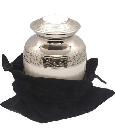 Akanksha Arts Small 6 x 4 inch Brass Cremation Urn Memorial Container - 650 ml White. Rare Handicraft with bag - Buy Online on SooperMarket.com