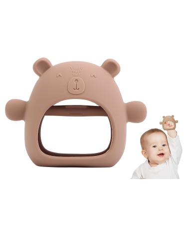 Bear Mitten Baby Teether  Anti-Drop Teething Toy for Babies 3+ Months  Silicone Teether for Baby Teething Relief  Infant Toy for Sucking Needs  BPA Free(Brown)