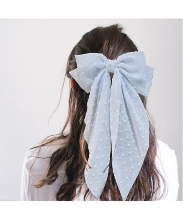 8 Inch Blue Hair Bow - Butterfly Knot Metal & Fabric - Large Women's Fashion Accessory - Buy Online on SooperMarket.com