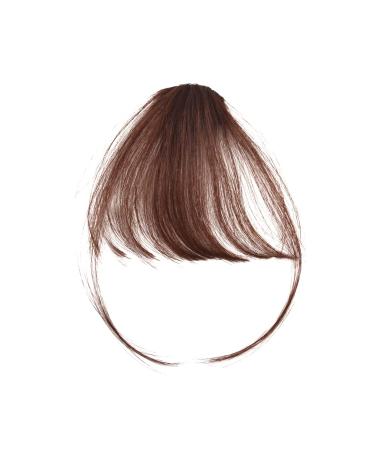 Hair Clip in Bangs Wispy Human Hair Bangs Hairpieces for Women Fringe Neat Faker Bangs with Temples Hairpieces for Party and Daily Wear(Wispy Bangs Dark Brown) Wispy Bangs Dark Brown