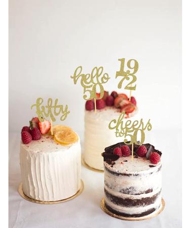24 Pcs Gold Glitter 50th Birthday Cupcake Toppers - Celebrate Fifty Years Old Birthday Party Decor - Buy Online on SooperMarket.com