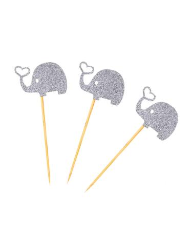 Warmhm 3pcs Cocktail Picks Elephant Cupcake Picks Topper Heart Glitter Picks Food Elephant Cupcake Toppers Gold Glitter Toppers Paper Cups Stick Fruit Topper Heart Wedding Earth Tones Rod