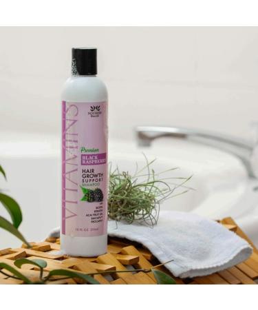 Nourish Beaute Hair Loss Shampoo for Hair Regrowth, Volume & Thickening - Biotin, DHT Blockers & Antioxidants - Men & Women - 10 oz Black Raspberry Shampoo - Buy Online on SooperMarket.com