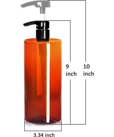 Youngever 4-Set 1L Pump Dispenser for Shampoo & Lotions - Reusable Amber Plastic Bottles for Kitchen & Bathroom - Buy Online on SooperMarket.com