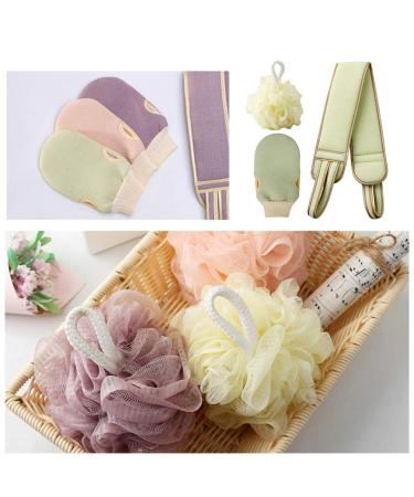 Buy Cabilock Exfoliating Loofah Sponge Set - Shower Balls Mitts & Back Sponge for Smooth Skin - Light Green - Buy Online on SooperMarket.com