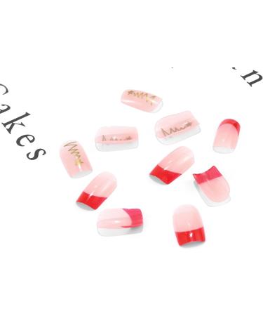 Sethexy Christmas French Short Square False Nails - 24Pcs Glossy Festive Press On Acrylic Stick On Nail Tips - Buy Online on SooperMarket.com