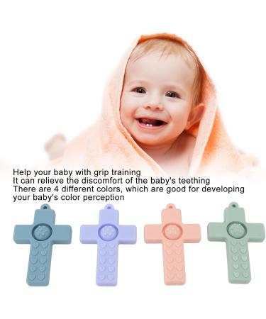 Hztyyier 4 PCS Baby Teether Set - Cross Design Silicone Chew Toys with Lanyard | Perfect Newborn Gift - International Shipping Available - Buy Online on SooperMarket.com