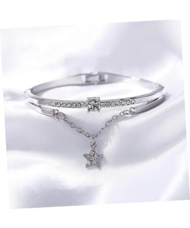 MAGICLULU Star Hand Jewelry Gemstone Bracelets Cuff Bracelet Sun and Moon Bracelet Star Women Bracelet Womens Bracelets Bracelet for Women Crystal Bead Bracelet Pendant Miss Vintage Silver 19.5*1.2cm - Buy Online on SooperMarket.com
