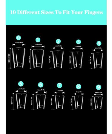 500PCS Short Duck Nail Tips - Clear Half Cover Acrylic Nails for Salon | Extra Short Flare French Nail Extensions | 10 Sizes - Buy Online on SooperMarket.com
