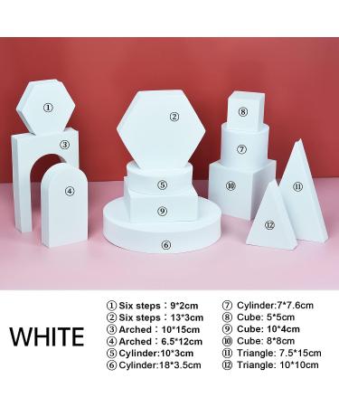 Yoocheese 12PCS Hard Foam Geometric Shapes - White Photo Props for Jewelry & Cosmetic Flat Lay Photography - Buy Online on SooperMarket.com