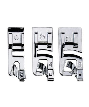 3Pcs Narrow Rolled Hem Sewing Machine Presser Foot Set (3mm, 4mm and 6mm) for All Low Shank Snap-On Singer, Brother, Babylock, Euro-Pro, Janome, Kenmore, White, Elna Sewing Machines