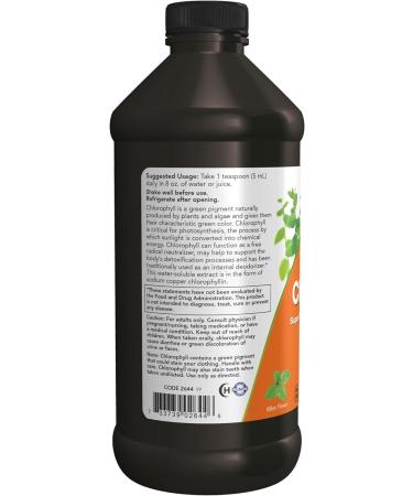 NOWs Supplements Liquid Chlorophyll Super Concentrated Internal Deodorizer Boost Energy Mint Flavor 473 ml - Buy Online on SooperMarket.com