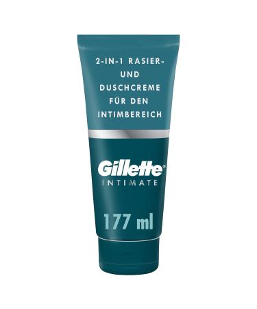 Gillette intimate care razor set for men (177 ml) 2-in-1 shaving and shower cream formulated for hairy in the intimate area with aloe free of parabens gift for men 177 ml (1 Pack) Shaving cream