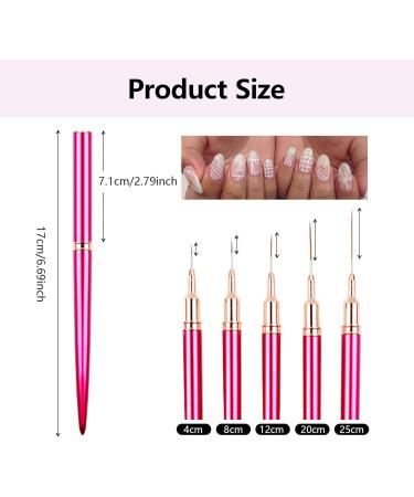 5Pcs Nail Arts Liner Brushes Painting Brush Set Thin Nail Arts Dotting Drawing Pen 4/8/12/20/25mm Suitable For Home Use - Buy Online on SooperMarket.com