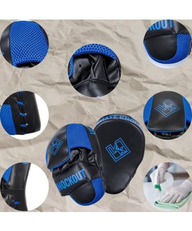 Boxing Gloves and Pads Focus Mitts Set - White/Blue 8 oz for Kickboxing, Muay Thai, MMA Training - Fitness Kit for Martial Arts - Buy Online on SooperMarket.com