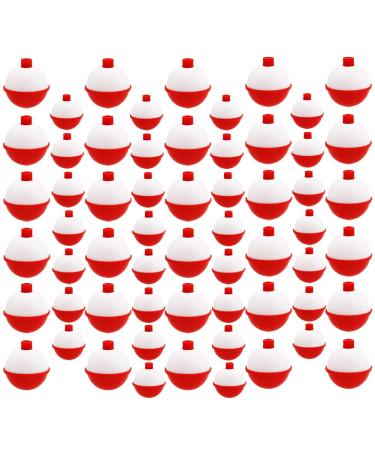 Woozettn 60 Pcs Fishing Float,Hard ABS Fishing Bobber Bulk,Push Button Round Buoy Floats for Fishing Tackle Accessories,1/1.5 Inch