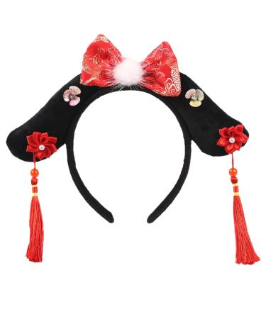 JSGHGDF Ancient Chinese HeadBand Hair Hoop Chinese Style Headband Chinese Girl for Hair Accessories Flat Red