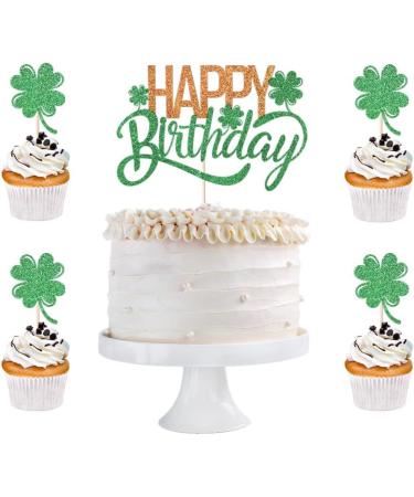 Qertesl St. Patrick's Day Happy Birthday Cake Topper Green shamrock cupcake decoration St. Patrick's Day Family Birthday Party Decorations Irish Party Supplies Decoration (green1) - Buy Online on SooperMarket.com