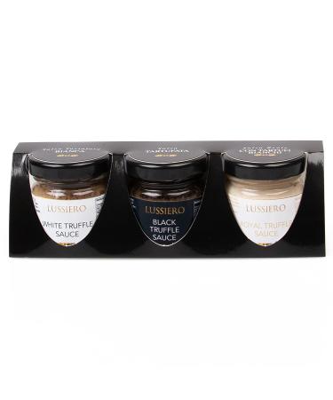 Lussiero Truffle Gift Set - White Bianchetto Truffle Sauce Black Summer Truffle Sauce and Royale White Truffle Sauce 90g