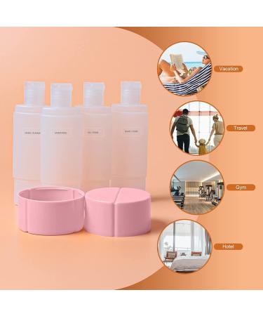 Olatay Travel Bottle - TSA Approved 4-in-1 Leak-Proof 60ml/2oz Toiletries for Travel Gym & Camping | Portable Shampoo & Lotion Bottle with Labels - Pink - Buy Online on SooperMarket.com