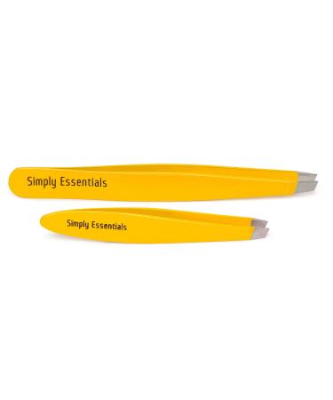 Professional Stainless Steel Yellow Tweezers Set with Case and Ebook - Surgical Grade for Precision Eyebrow Plucking, Ingrown Hair, Nose Hair, and Splinters - Buy Online on SooperMarket.com