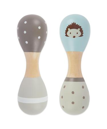 Bieco Baby Rassel Wood HedgehogDumbbell ratta |2 Set |19 cm |Children's rattle musical instrument |Wood racel baby montessori rattles children from 1 year rattle baby 0-6 months rattle ring baby