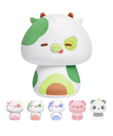 Mewaii 8'' Soft Avocado Cow Mushroom Pillow Stuffed Animal Plush Plushie Squishy Toy - Cuddly Green Cow Plush for Kids Avocado Cow 8 Inch