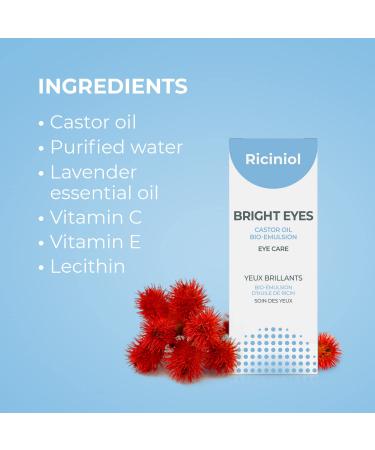 Riciniol Bright Eyes: Castor Oil Emulsion with Vitamin C & E, Lavender Essential Oil - 15ml for Eyelash & Eyebrow Growth - Buy Online on SooperMarket.com