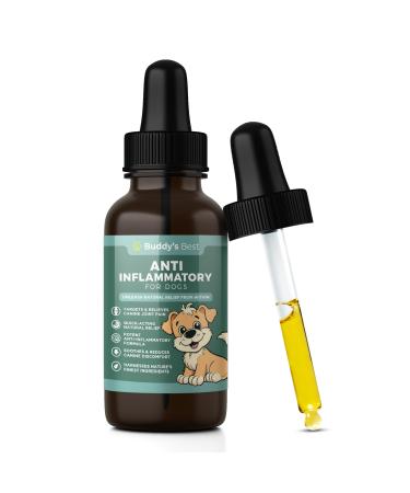 BUDDY'S BEST Anti-Inflammatory for Dogs - All-Natural Joint Pain Relief with Flaxseed Hemp Ginger & Turmeric Oils Soothing Formula 50ml