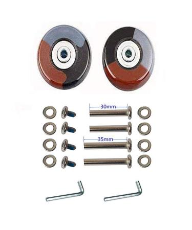 F-ber 50mm x 18mm/1.97" x 0.7" Multi Color Luggage Suitcase Wheels with 6mm ABEC 608zz Bearings Inline Outdoor Skate Replacement Wheels Set of 2 Wheels w/Axles 30mm&35mm Brown&Grey