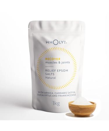 WholyMe Epsom Salt Bath Salts - Natural Bath Soak for Muscle & Joint Recovery Post Workout with Arnica Frankincense & Eucalyptus Essential Oil - Christmas Relaxation Gift for Women & Men - 1Kg 1kg Bath Salts