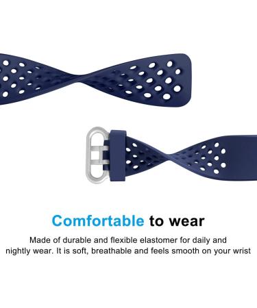 Breathable Sport Bands 3-Pack for Fitbit Charge 3/4 - Black/Navy Blue/Blue Gray - Large Size - Replacement Wristbands for Men and Women by Maledan - Buy Online on SooperMarket.com