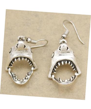 PACKOVE Sterling Silver Earrings 1 pair Earbobs Woman Earrings Girl Fashion Eardrop Mouth Shark for Silver Dress Dangler Night - Buy Online on SooperMarket.com